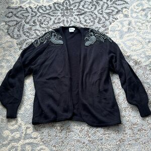 Vintage Darian Beaded Long Sleeve Cardigan Black Large